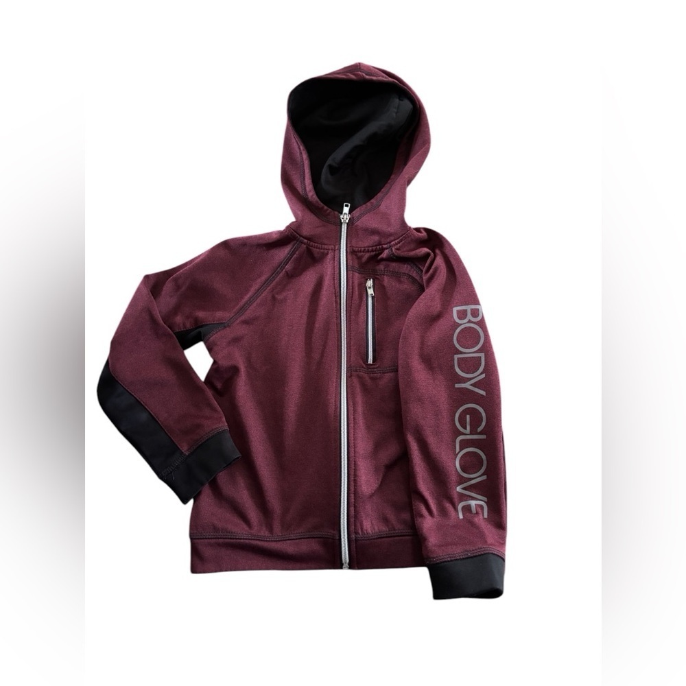 Body Glove Boys Zip Up Hoodie Jacket Sz 6 Burgundy Black School Leisure Casual